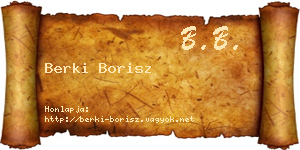 Berki Borisz névjegykártya